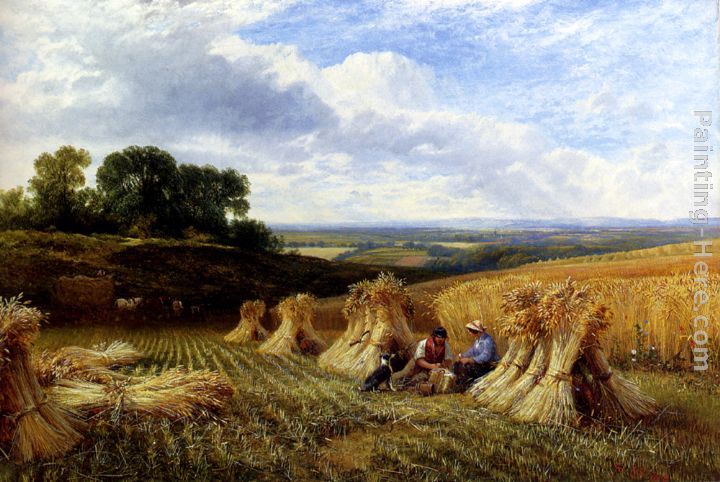 Harvest Field painting - George Cole Snr Harvest Field art painting